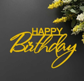 Топпер "Happy Birthday" зеркальное золото 10*6