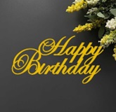 Топпер "Happy Birthday" зеркальное золото 10*5.5