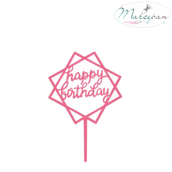 Топпер «Happy Birthday» геометрия цвет розовый