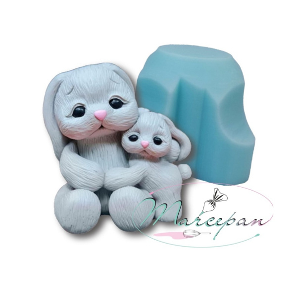 Силиконовая форма №661 зайка с мамой №40