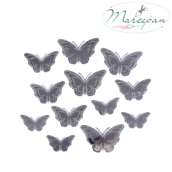 Украшение для торта «бабочки» 12шт серебро