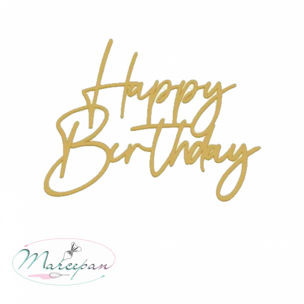 Топпер акрил Happy birthday золото торцевой