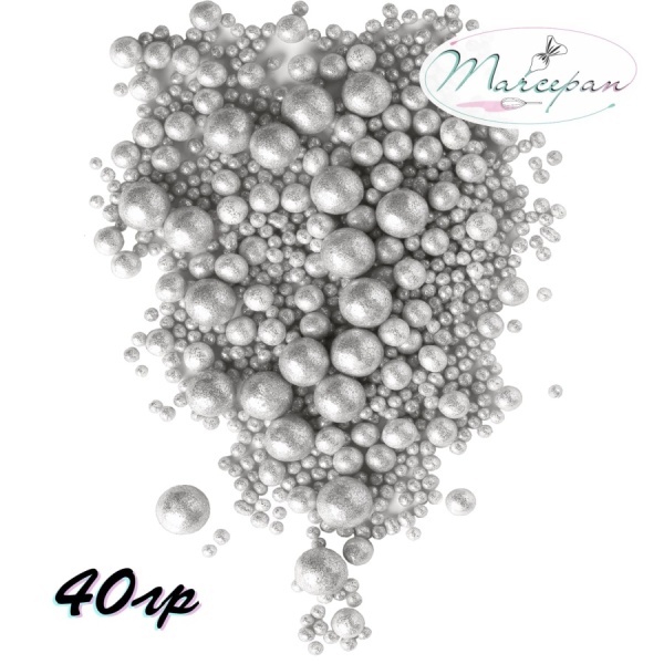 Драже рисовое "Блеск" серебро микс 40гр