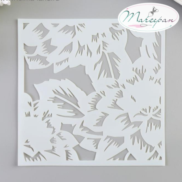 Трафарет "Пион с острыми лепестками", 15*15 см.