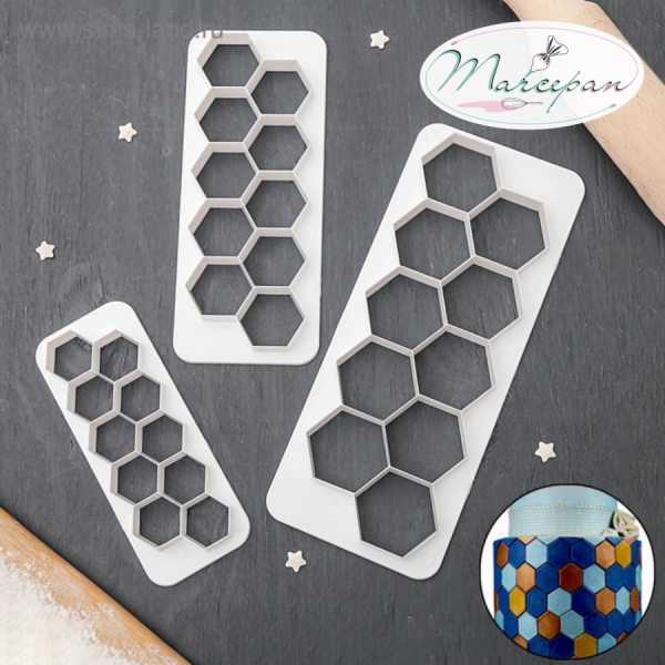 Набор выемок для марципана и теста Доляна «Фигуры. Соты», 3 шт: 19,5×8 см, 16×6,5 см, 12×5 см