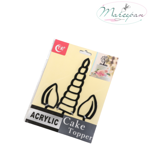 Топпер на торт 16,5х10,5 см "Единорог", цвет чёрный