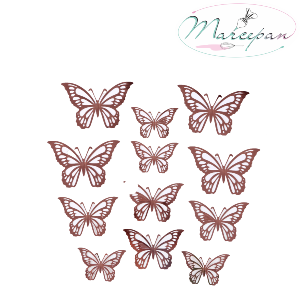 Украшение для торта «бабочки» 12шт розовое золото