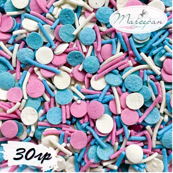 Посыпка сах-я бел/роз/гол/конф 30гр