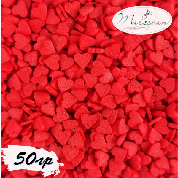 Посыпка сах. Сердечки красные мини 50гр. 