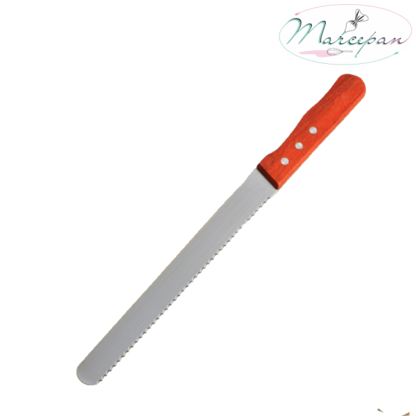 Нож для бисквита двусторонний с крупными зубцами и ровным краем, лезвие 25 см