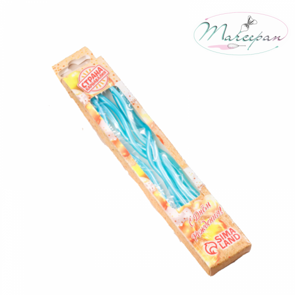 Свечи для торта витые "Серпантин" 6 шт коктейльные небесно-голубые