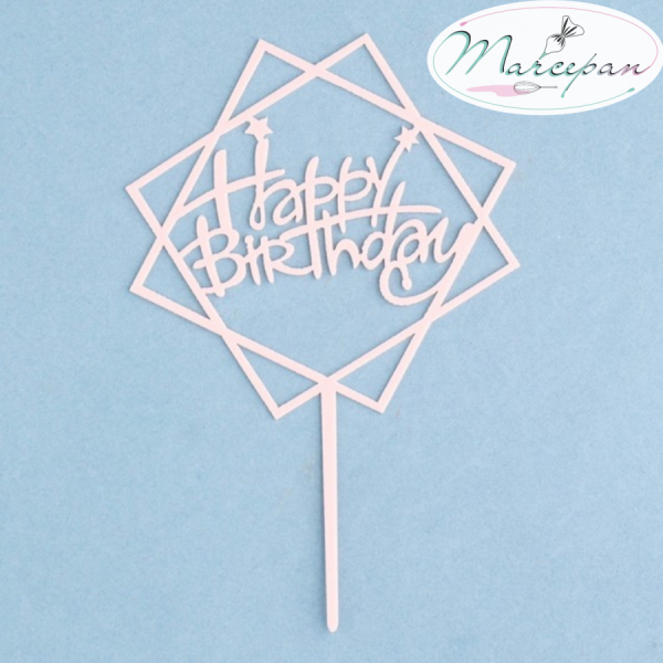 Топпер "Happy Birthday" геометрия светло-розовый