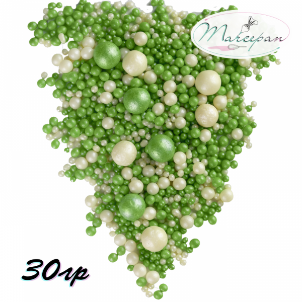 Драже рисовое микс "Жемчуг/зеленый" 50гр