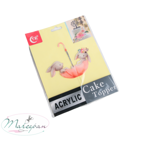 Топпер на торт «Кролики в зонтике»