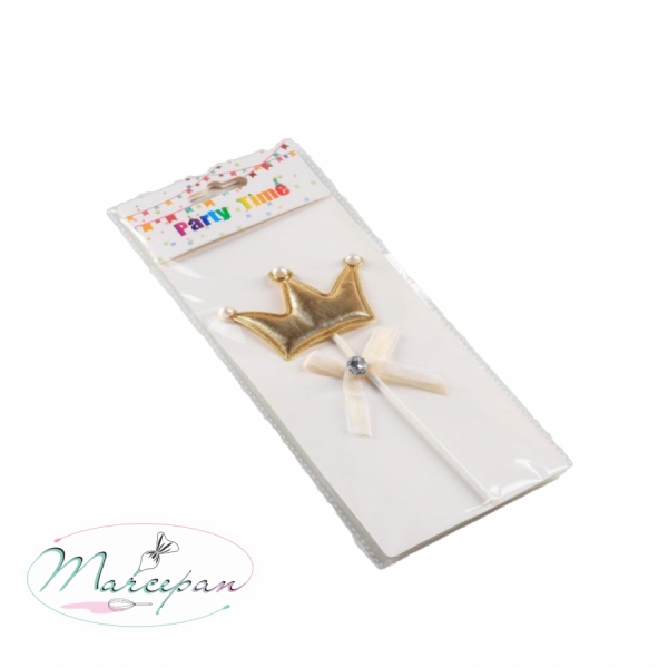 Топпер "С днем рождения" с короной роз. золото