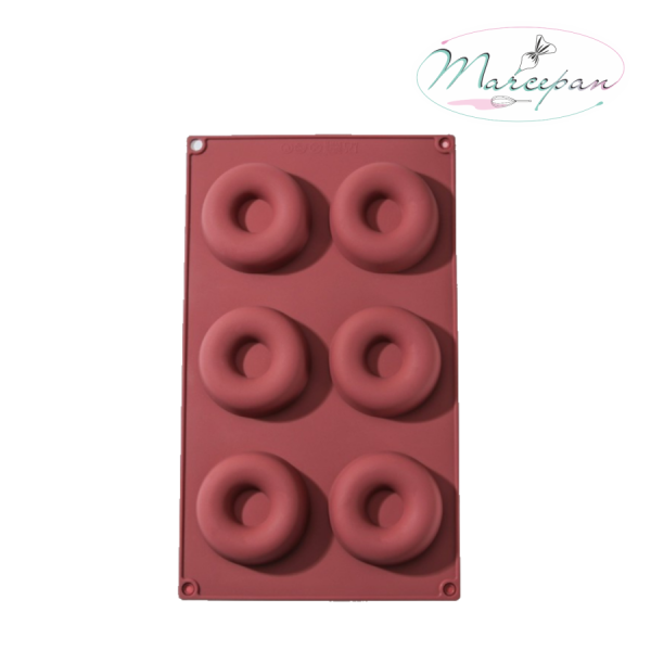 Форма для выпечки Доляна «Сладости.Пончики», силикон, 29×17 см, 6 ячеек, d=6,8 см