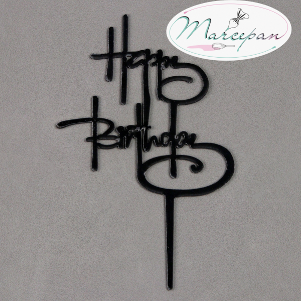 Топпер Happy Birthday, цвет черный