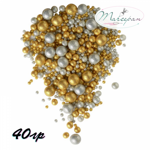 Драже рисовое "Блеск" сереб/зол микс 40гр