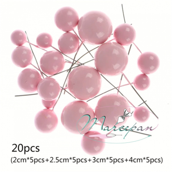 Набор пласт. шаров "Бусины" цвет розовый