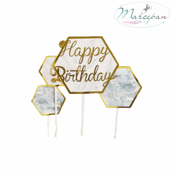 Топпер "Happy birthday" №10 серебро