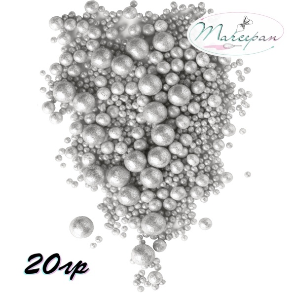 Драже рисовое "Блеск" серебро микс 20гр