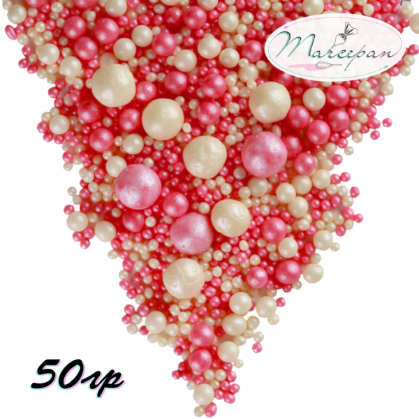 Драже рис.микс"Жемчуг/сереб,розовый" 50гр