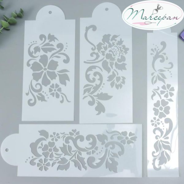 Трафарет пластик бордюрный "Цветочный" набор 4 шт   6707504      