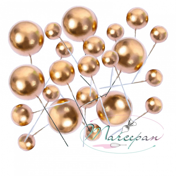 Набор пласт. шаров "Бусины" цвет золото